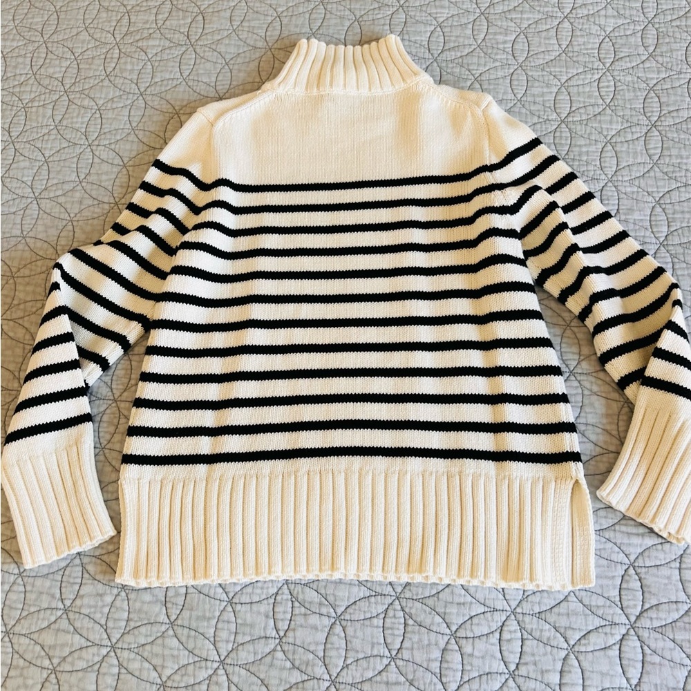 J CREW WOMENS SIZE SMALL NWT Striped Turtleneck Sweater - Black and White - Picture 2 of 12